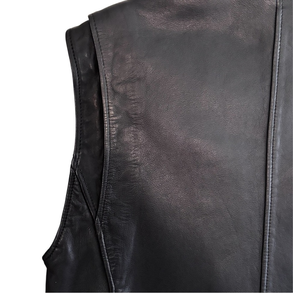 Treasure & Bond Women’s Black Leather Moto Vest Size M Asymmetrical Zip - Picture 9 of 15